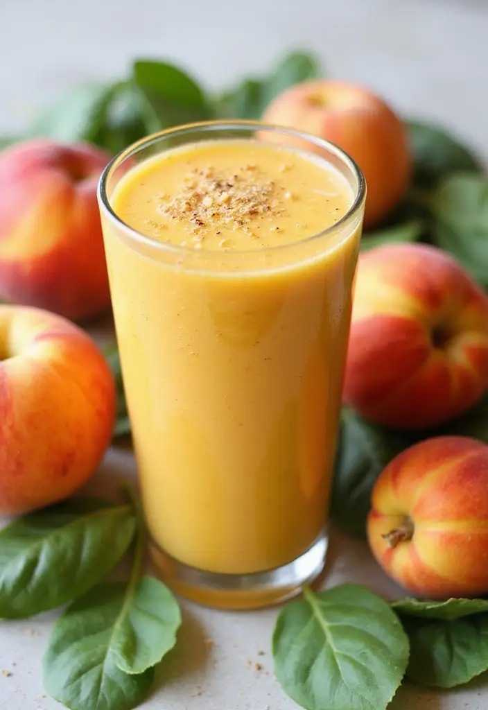 27 Spinach Smoothie Recipes for Kids That Actually Taste Good 110 27 Spinach Smoothie Recipes for Kids That Actually Taste Good - 18. Spinach and Peach Smoothie