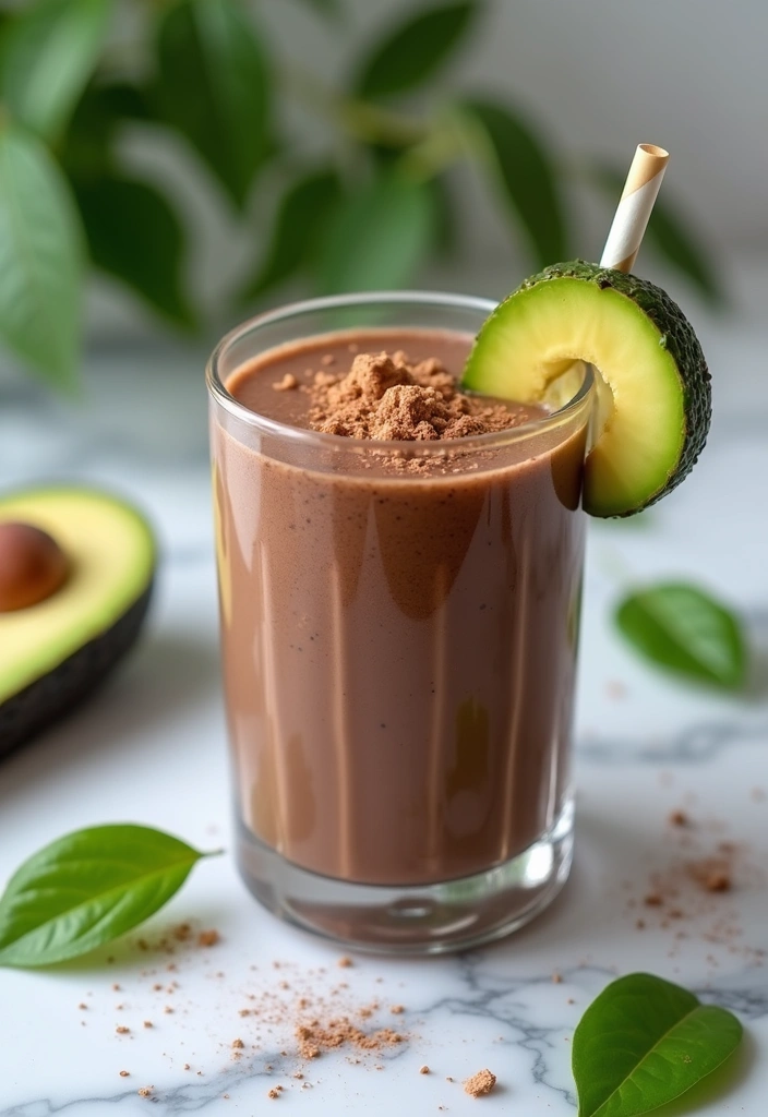 28 Chocolate Protein Smoothie Recipes That Feel Like a Treat 8 28 Chocolate Protein Smoothie Recipes That Feel Like a Treat - 2. Chocolate Avocado Smoothie