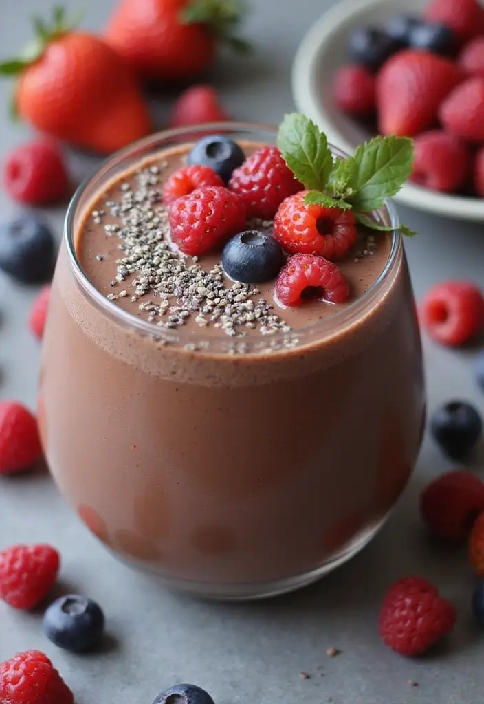 28 Chocolate Protein Smoothie Recipes That Feel Like a Treat 29 28 Chocolate Protein Smoothie Recipes That Feel Like a Treat - 5. Chocolate Berry Protein Smoothie