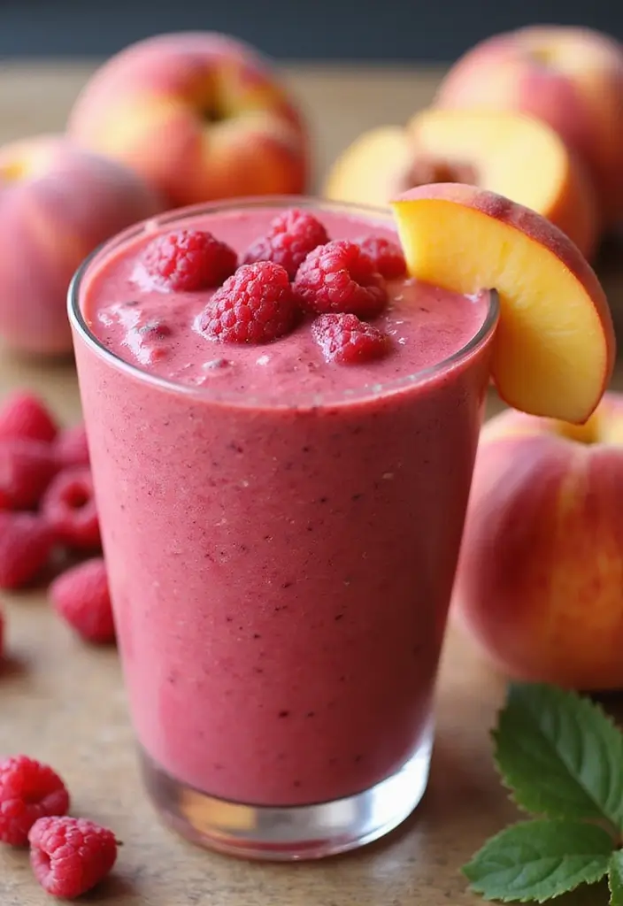 28 Easy Smoothie Recipes with Yogurt for a Creamy and Nutritious Treat 85 28 Easy Smoothie Recipes with Yogurt for a Creamy and Nutritious Treat - 13. Raspberry Peach Yogurt Smoothie