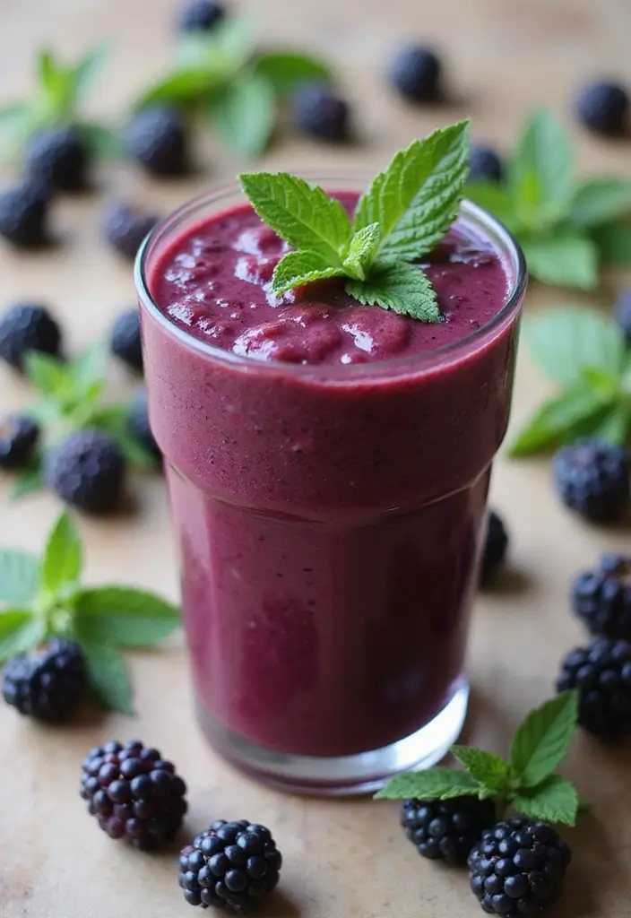 28 Easy Smoothie Recipes with Yogurt for a Creamy and Nutritious Treat 120 28 Easy Smoothie Recipes with Yogurt for a Creamy and Nutritious Treat - 18. Blackberry Mint Yogurt Smoothie