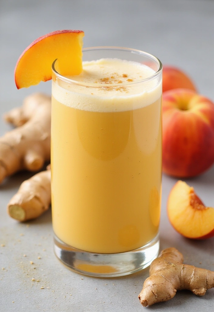 28 Easy Smoothie Recipes with Yogurt for a Creamy and Nutritious Treat 183 28 Easy Smoothie Recipes with Yogurt for a Creamy and Nutritious Treat - 27. Ginger Peach Yogurt Smoothie