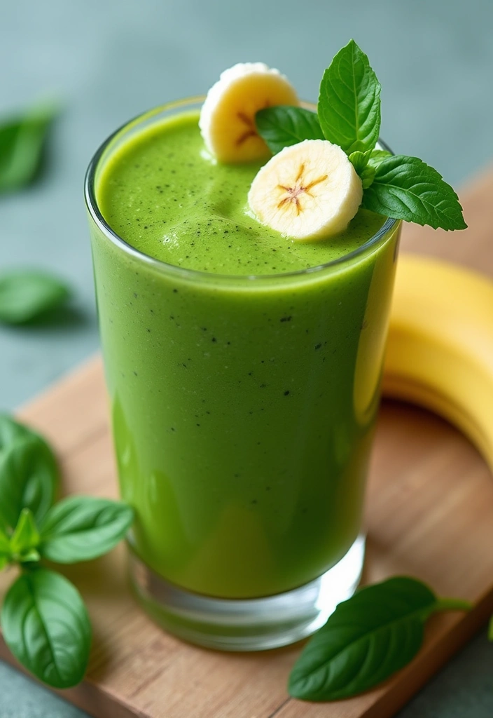 28 Green Protein Smoothie Recipes for Fitness and Focus 163 28 Green Protein Smoothie Recipes for Fitness and Focus - 27. Refreshing Basil Spinach Smoothie