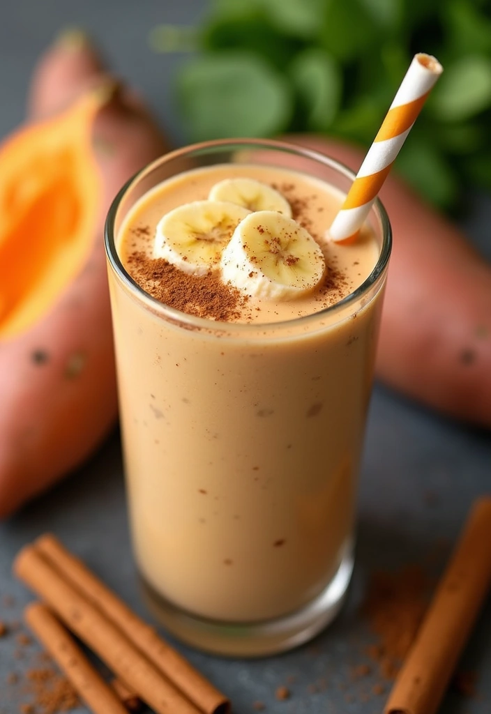 28 Green Protein Smoothie Recipes for Fitness and Focus 170 28 Green Protein Smoothie Recipes for Fitness and Focus - 28. Sweet Potato Spinach Protein Smoothie