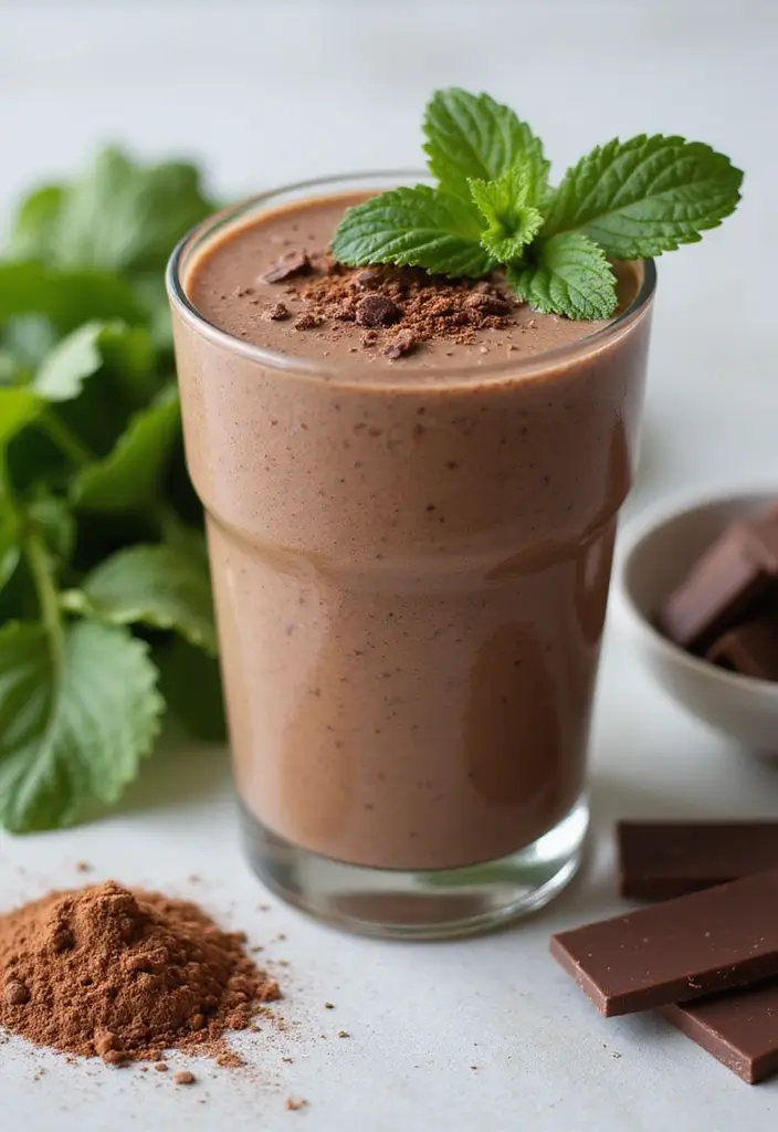 28 Green Protein Smoothie Recipes for Fitness and Focus 36 28 Green Protein Smoothie Recipes for Fitness and Focus - 6. Chocolate Mint Protein Smoothie