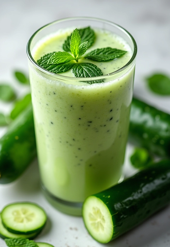 28 Green Protein Smoothie Recipes for Fitness and Focus 53 28 Green Protein Smoothie Recipes for Fitness and Focus - 9. Cucumber Mint Protein Smoothie