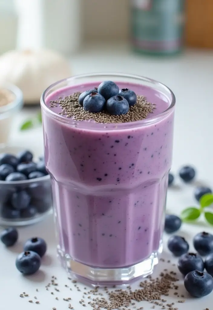 28 Protein Smoothie Recipes Without Powder Using Real Food Ingredients 63 28 Protein Smoothie Recipes Without Powder Using Real Food Ingredients - 11. Blueberry Chia Seed Smoothie