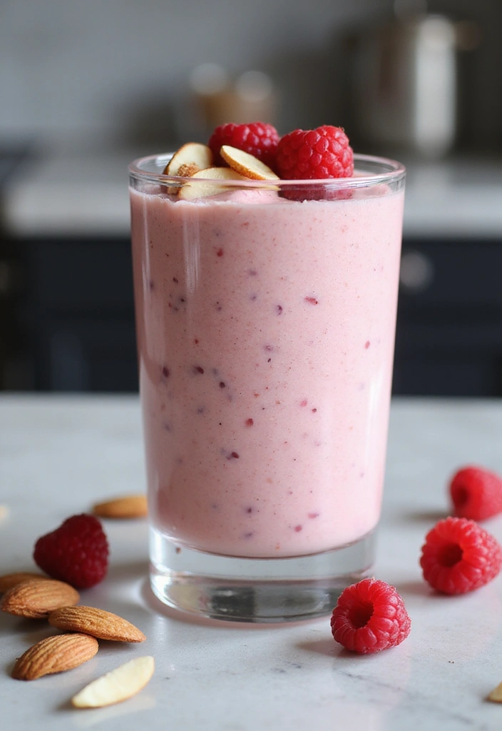 28 Protein Smoothie Recipes Without Powder Using Real Food Ingredients 70 28 Protein Smoothie Recipes Without Powder Using Real Food Ingredients - 12. Raspberry Almond Cream Smoothie
