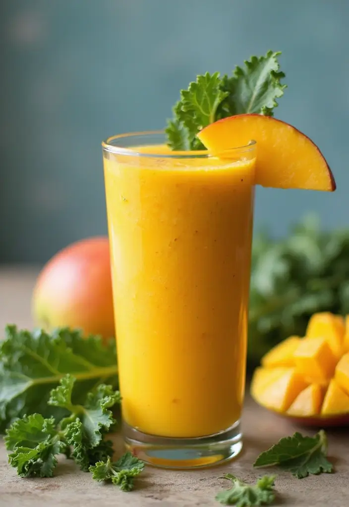 28 Protein Smoothie Recipes Without Powder Using Real Food Ingredients 87 28 Protein Smoothie Recipes Without Powder Using Real Food Ingredients - 15. Mango and Kale Smoothie