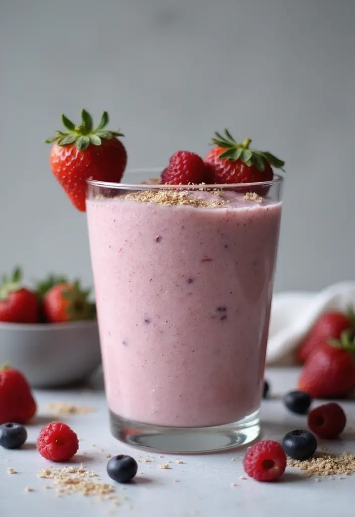 28 Protein Smoothie Recipes Without Powder Using Real Food Ingredients 107 28 Protein Smoothie Recipes Without Powder Using Real Food Ingredients - 19. Vanilla Bean and Berry Smoothie