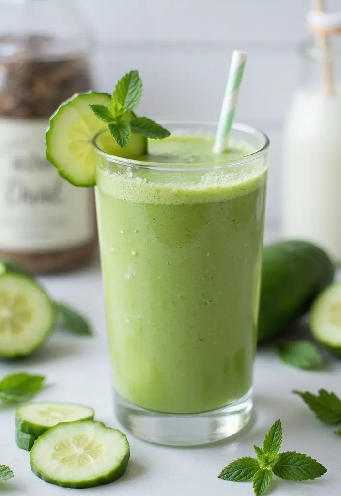28 Protein Smoothie Recipes Without Powder Using Real Food Ingredients 142 28 Protein Smoothie Recipes Without Powder Using Real Food Ingredients - 26. Cucumber Mint Smoothie