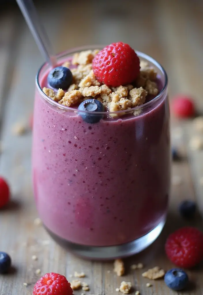 29 Berry Protein Smoothie Recipes for Antioxidant Power 161 29 Berry Protein Smoothie Recipes for Antioxidant Power - 25. Berry Protein Smoothie with Protein Bar Crumble