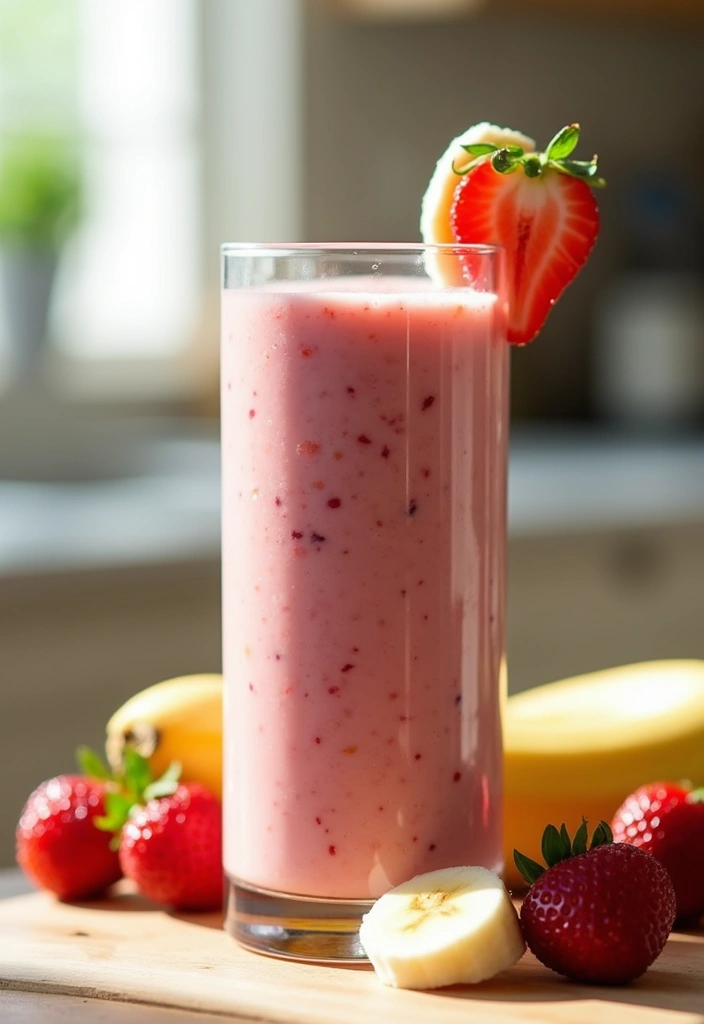 29 Berry Protein Smoothie Recipes for Antioxidant Power 13 29 Berry Protein Smoothie Recipes for Antioxidant Power - 3. Strawberry Banana Protein Smoothie