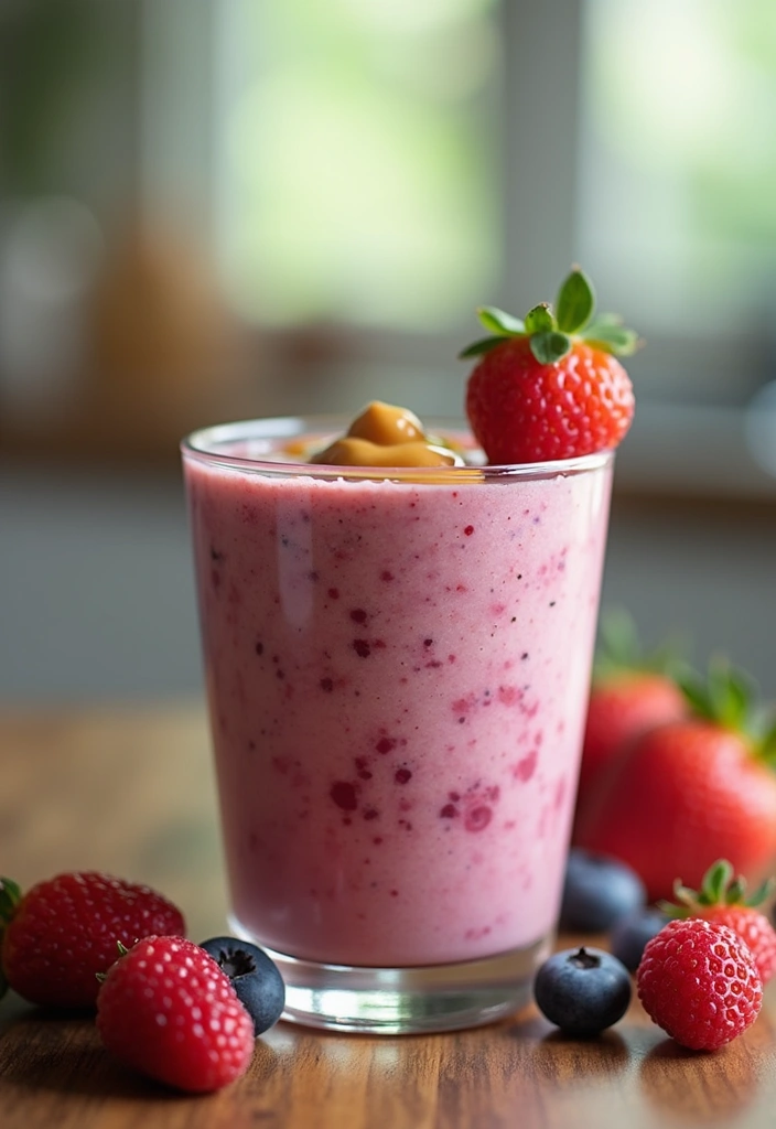 29 Berry Protein Smoothie Recipes for Antioxidant Power 27 29 Berry Protein Smoothie Recipes for Antioxidant Power - 5. Peanut Butter Berry Protein Smoothie