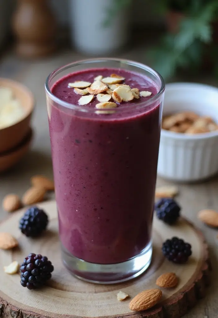 29 Berry Protein Smoothie Recipes for Antioxidant Power 55 29 Berry Protein Smoothie Recipes for Antioxidant Power - 9. Blackberry Almond Protein Smoothie