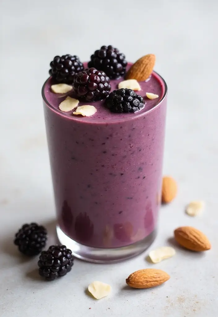 29 Fruit Smoothie Recipes with Yogurt for a Refreshing Energy Boost 79 29 Fruit Smoothie Recipes with Yogurt for a Refreshing Energy Boost - 13. Blackberry Almond Yogurt Smoothie
