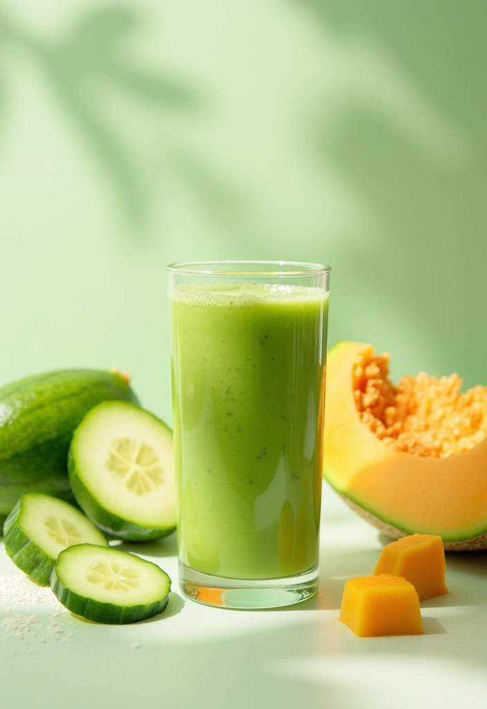 29 Fruit Smoothie Recipes with Yogurt for a Refreshing Energy Boost 119 29 Fruit Smoothie Recipes with Yogurt for a Refreshing Energy Boost - 19. Cucumber Melon Smoothie