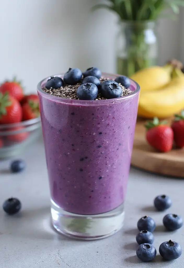 29 Fruit Smoothie Recipes with Yogurt for a Refreshing Energy Boost 141 29 Fruit Smoothie Recipes with Yogurt for a Refreshing Energy Boost - 22. Blueberry Chia Yogurt Smoothie