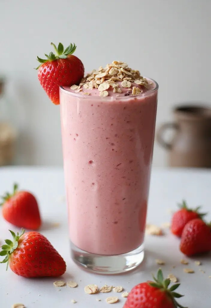 29 Fruit Smoothie Recipes with Yogurt for a Refreshing Energy Boost 148 29 Fruit Smoothie Recipes with Yogurt for a Refreshing Energy Boost - 23. Strawberry Oatmeal Smoothie