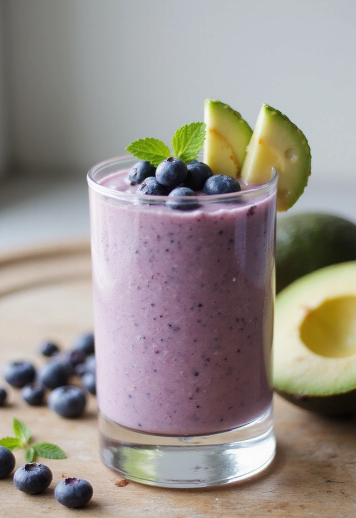 29 Fruit Smoothie Recipes with Yogurt for a Refreshing Energy Boost 25 29 Fruit Smoothie Recipes with Yogurt for a Refreshing Energy Boost - 5. Avocado Blueberry Yogurt Smoothie