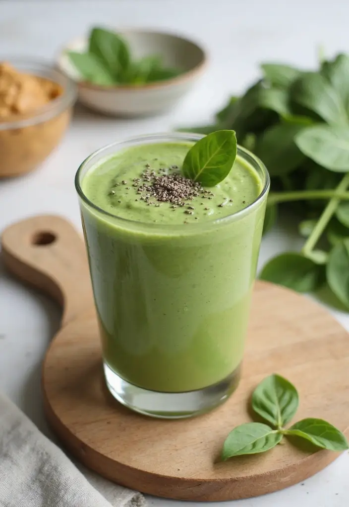 29 Peanut Butter Protein Smoothie Recipes for Post-Workout Fuel 22 29 Peanut Butter Protein Smoothie Recipes for Post-Workout Fuel - 4. Green Peanut Butter Smoothie