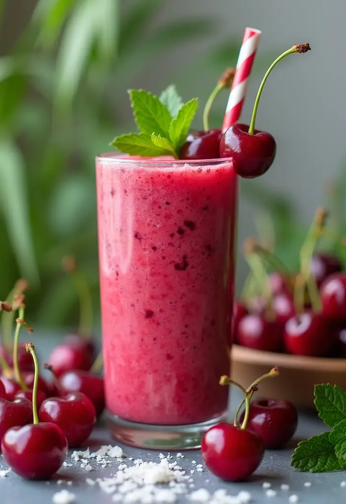 29 Smoothie Recipes with Coconut Water for Hydration and Energy 104 29 Smoothie Recipes with Coconut Water for Hydration and Energy - 16. Cherry Coconut Bliss