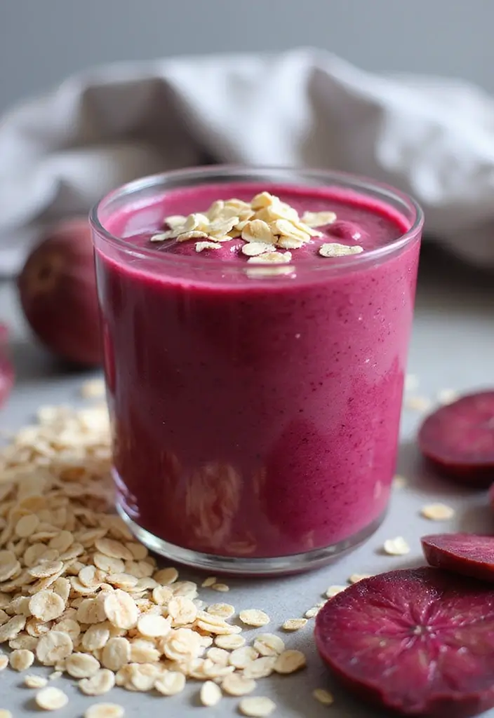 30+ Beet Juice Smoothie Recipes for Detox and Energy 81 30+ Beet Juice Smoothie Recipes for Detox and Energy - 13. Beet and Oatmeal Breakfast Smoothie