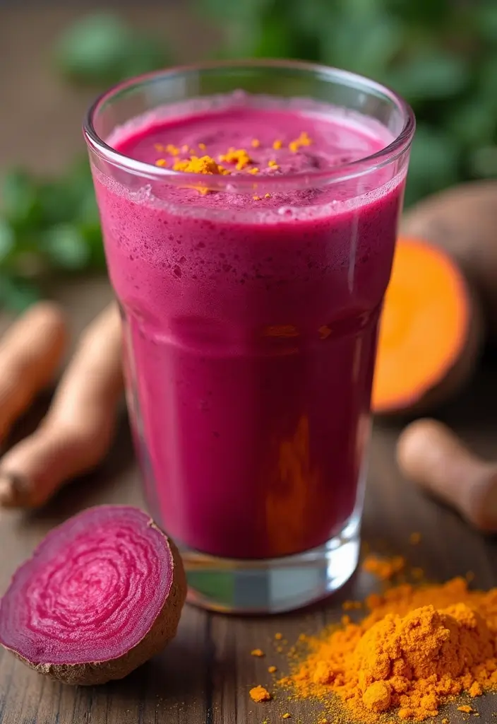 30+ Beet Juice Smoothie Recipes for Detox and Energy 93 30+ Beet Juice Smoothie Recipes for Detox and Energy - 15. Beet and Turmeric Detox Smoothie