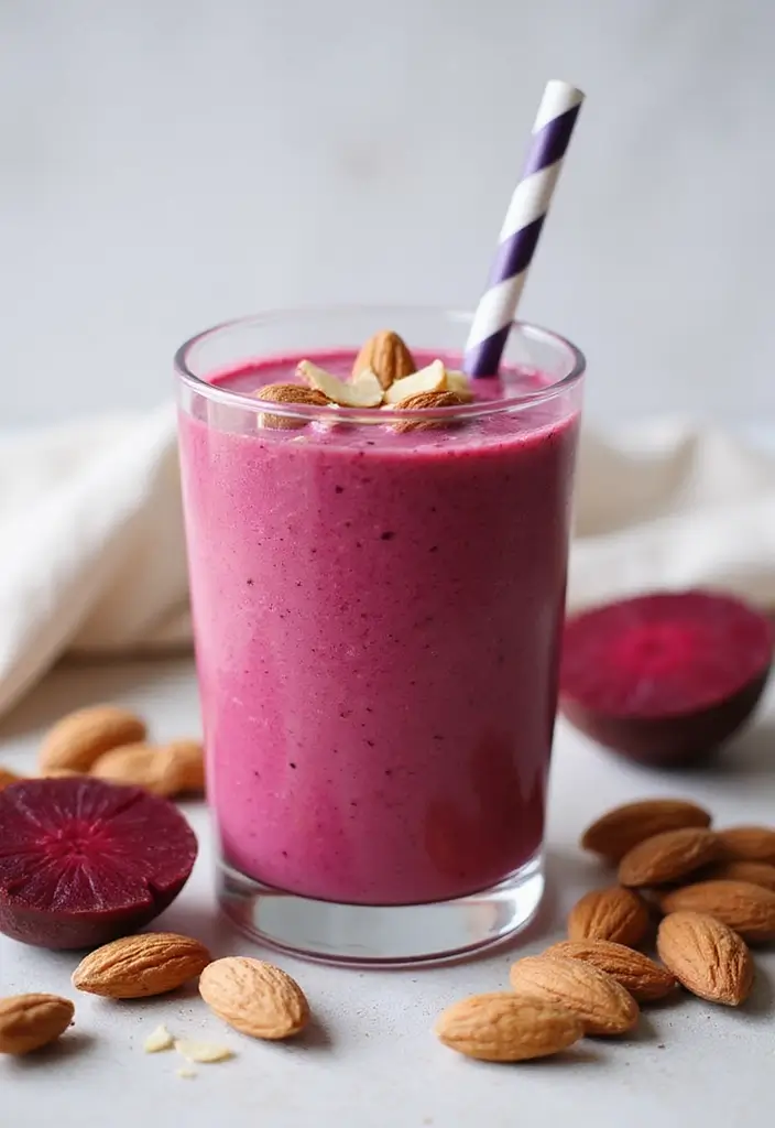 30+ Beet Juice Smoothie Recipes for Detox and Energy 119 30+ Beet Juice Smoothie Recipes for Detox and Energy - 19. Beet and Almond Smoothie