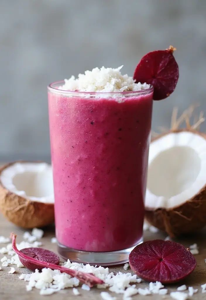 30+ Beet Juice Smoothie Recipes for Detox and Energy 154 30+ Beet Juice Smoothie Recipes for Detox and Energy - 24. Beet and Coconut Smoothie