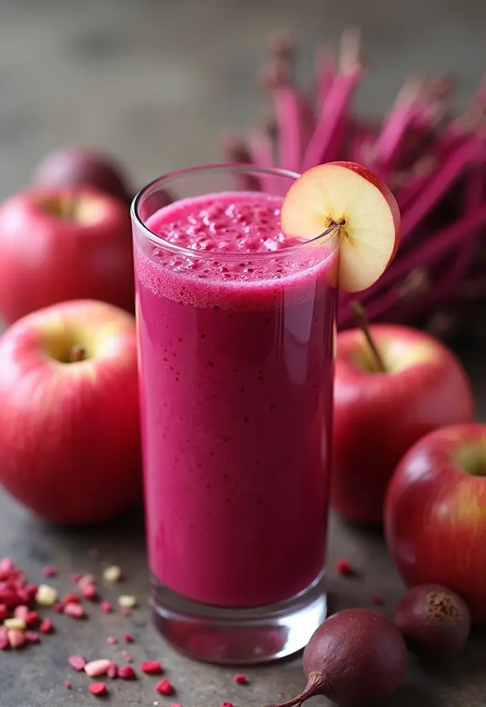 30+ Beet Juice Smoothie Recipes for Detox and Energy 182 30+ Beet Juice Smoothie Recipes for Detox and Energy - 28. Beet and Apple Smoothie