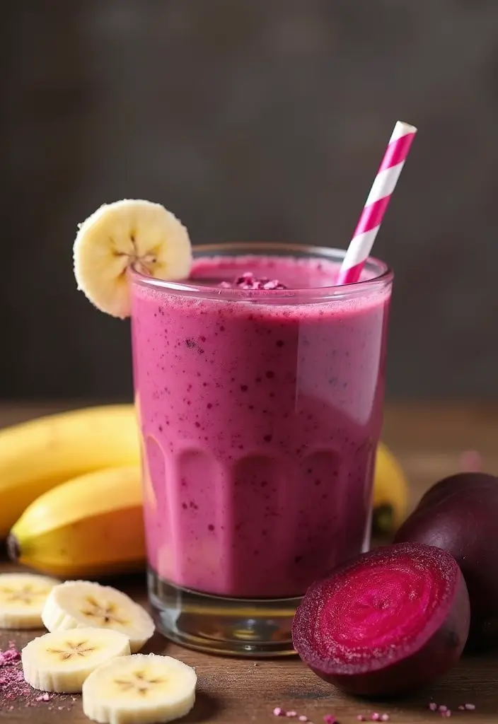 30+ Beet Juice Smoothie Recipes for Detox and Energy 15 30+ Beet Juice Smoothie Recipes for Detox and Energy - 3. Creamy Beet Banana Smoothie