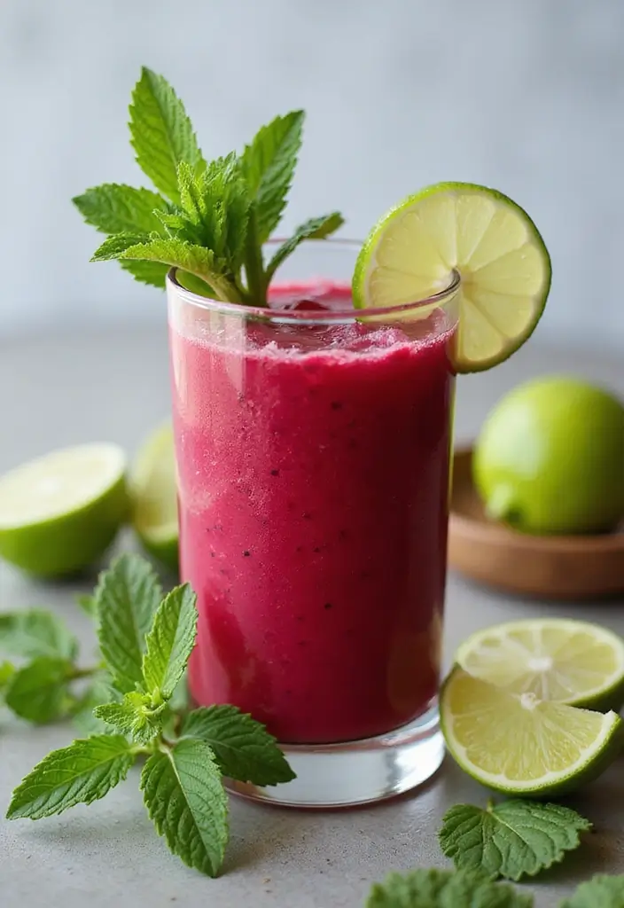 30+ Beet Juice Smoothie Recipes for Detox and Energy 50 30+ Beet Juice Smoothie Recipes for Detox and Energy - 8. Minty Beet Limeade Smoothie