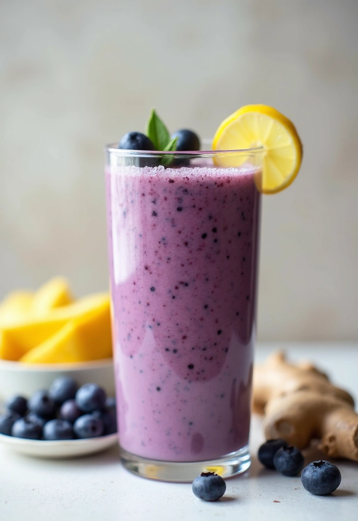 30+ Best Blueberry Smoothie Recipes for Any Time of Day 116 30+ Best Blueberry Smoothie Recipes for Any Time of Day - 18. Blueberry Ginger Smoothie
