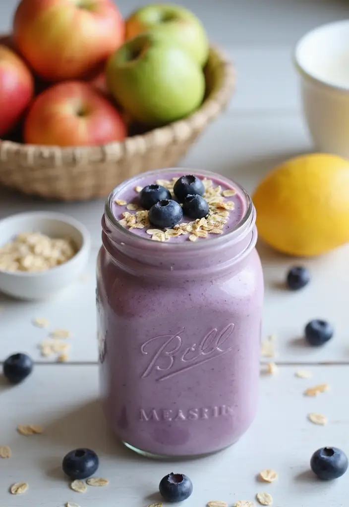 30+ Best Blueberry Smoothie Recipes for Any Time of Day 15 30+ Best Blueberry Smoothie Recipes for Any Time of Day - 3. Creamy Blueberry Oatmeal Smoothie