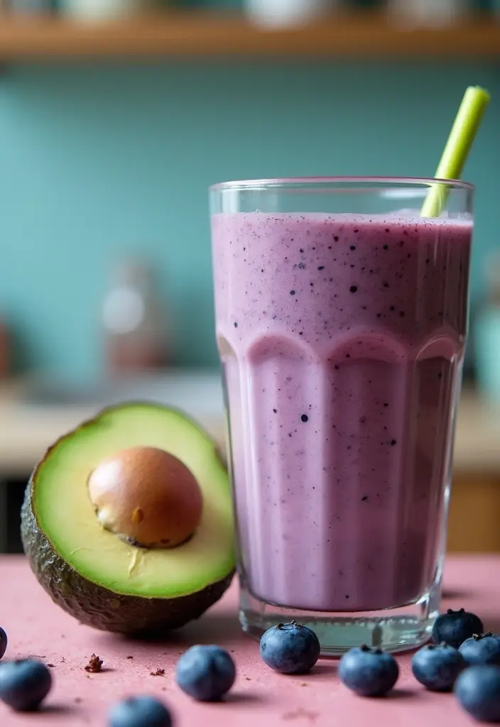 30+ Best Blueberry Smoothie Recipes for Any Time of Day 57 30+ Best Blueberry Smoothie Recipes for Any Time of Day - 9. Blueberry Avocado Smoothie