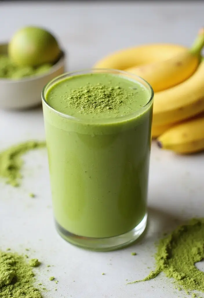 30+ Diet Smoothie Recipes for Fat Burning and Healthy Weight Loss - 14. Matcha Green Tea Smoothie