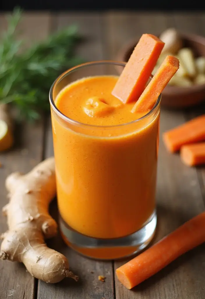 30+ Diet Smoothie Recipes for Fat Burning and Healthy Weight Loss - 15. Creamy Carrot Ginger Smoothie