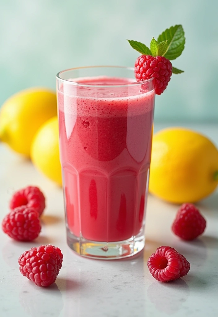 30+ Diet Smoothie Recipes for Fat Burning and Healthy Weight Loss - 18. Raspberry Lemonade Smoothie
