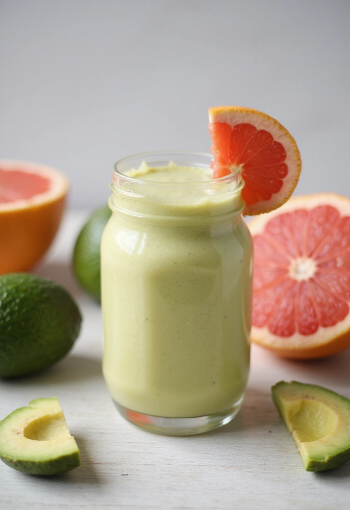 30+ Diet Smoothie Recipes for Fat Burning and Healthy Weight Loss - 19. Grapefruit Avocado Smoothie