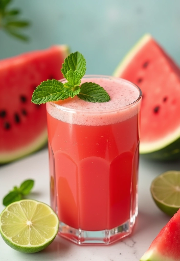 30+ Diet Smoothie Recipes for Fat Burning and Healthy Weight Loss - 23. Watermelon Mint Smoothie