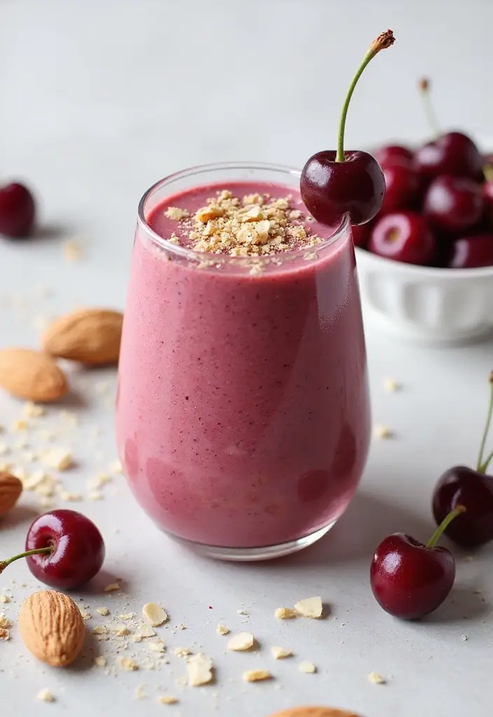 30+ Diet Smoothie Recipes for Fat Burning and Healthy Weight Loss - 24. Cherry Almond Smoothie