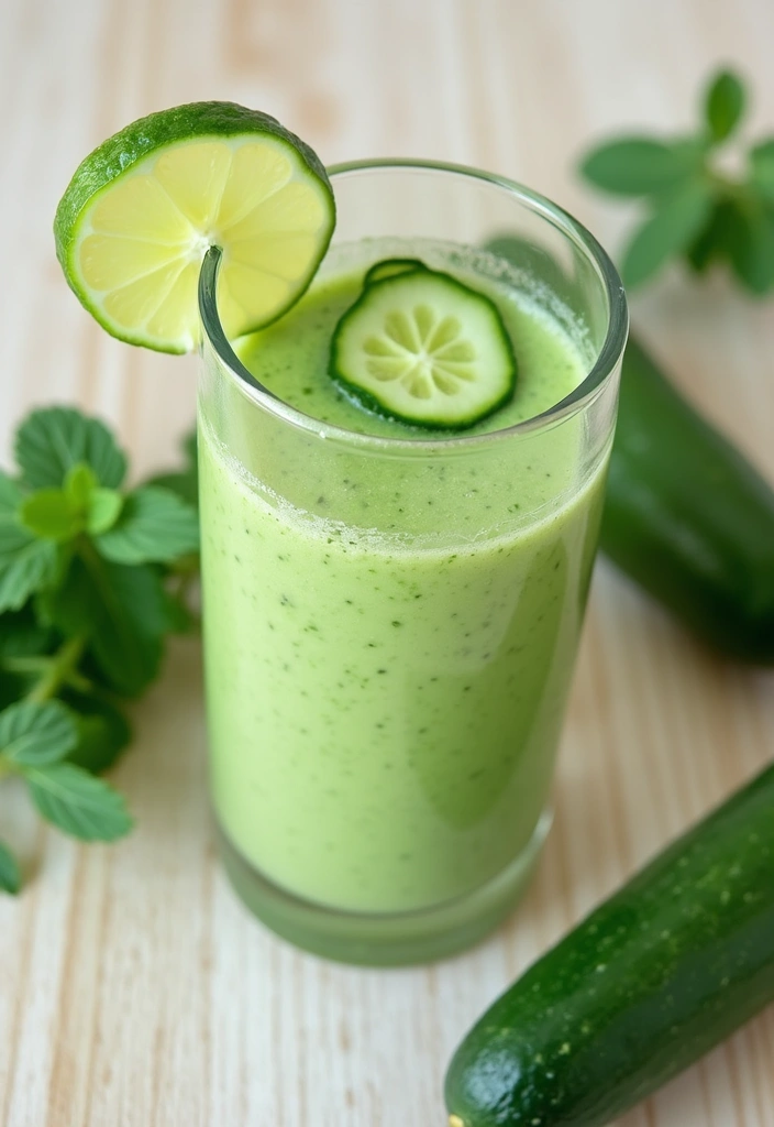 30+ Diet Smoothie Recipes for Fat Burning and Healthy Weight Loss - 25. Cucumber Lime Smoothie