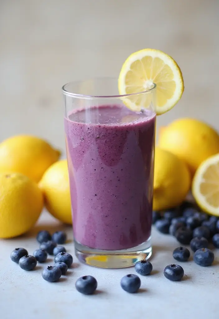 30+ Diet Smoothie Recipes for Fat Burning and Healthy Weight Loss - 27. Blueberry Lemon Smoothie
