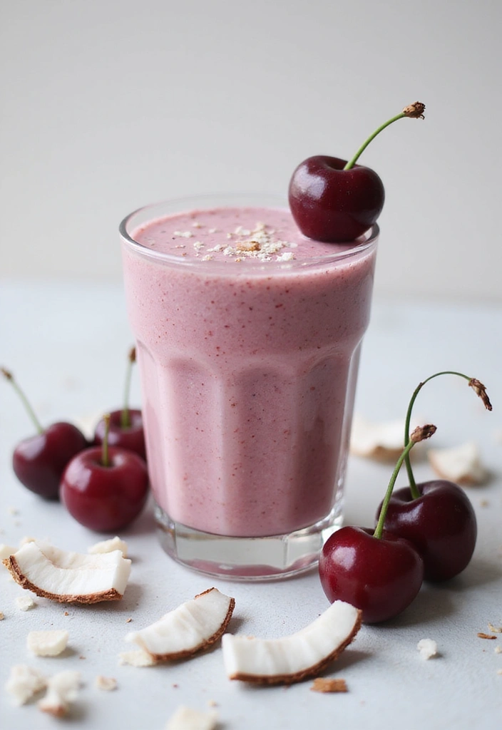 30+ Diet Smoothie Recipes for Fat Burning and Healthy Weight Loss - 28. Cherry Coconut Smoothie