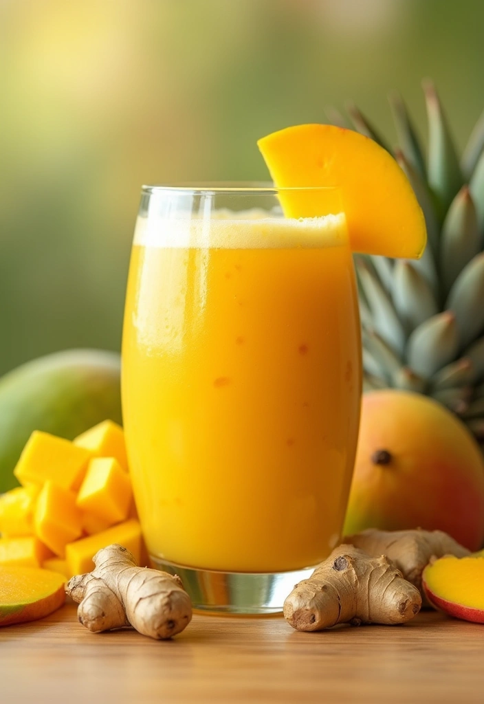 30+ Diet Smoothie Recipes for Fat Burning and Healthy Weight Loss - 6. Mango Ginger Smoothie