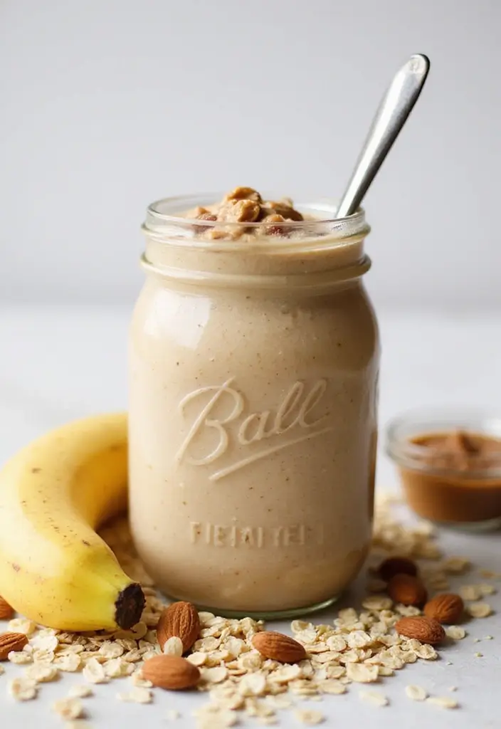 30+ Diet Smoothie Recipes for Fat Burning and Healthy Weight Loss - 7. Nutty Banana Oat Smoothie