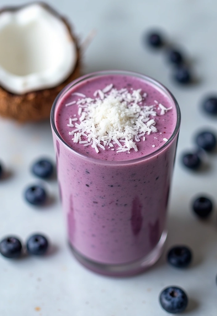 30+ Diet Smoothie Recipes for Fat Burning and Healthy Weight Loss - 8. Creamy Coconut Blueberry Smoothie