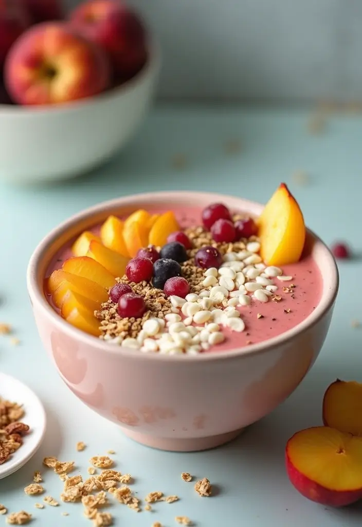 30+ Frozen Peach Smoothie Recipes Bursting with Summer Flavor 60 30+ Frozen Peach Smoothie Recipes Bursting with Summer Flavor - 10. Coconut Peach Smoothie Bowl