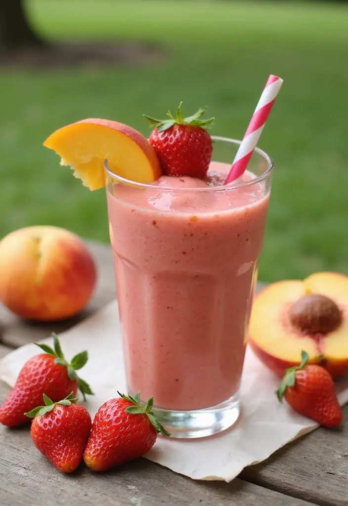 30+ Frozen Peach Smoothie Recipes Bursting with Summer Flavor 88 30+ Frozen Peach Smoothie Recipes Bursting with Summer Flavor - 14. Strawberry Peach Bliss